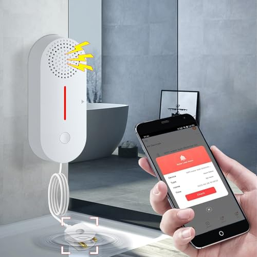 WIOONI Wassermelder, Wasserstandssensor WLAN, 100dB Lauter Wassersensor, Wasseralarm Kompatibel mit Tuya/Smart Life App, Wasserlecksensor Wasserwächter für Küchen Keller Waschbecken Boden und Pools