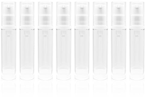 UILYNIU 8 Pack Airless Pump Bottle, Refillable Empty Travel Bottles, Vacuum Press Pump Bottles, Vacuum Cosmetic Container for Lotion, Gel, Shampoo, Foundation, Cream, Essence (10Ml)