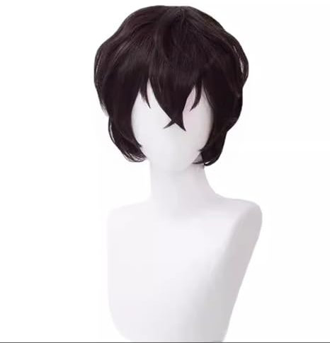 Cosplay Dazai Osamu Perücke Herren Kurze Lockige Dunkelbraun Halloween Kostüm Party Anime Perücke