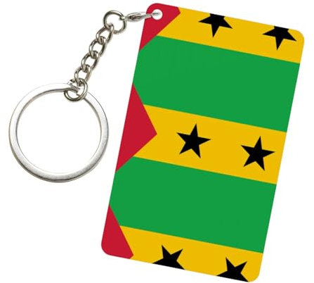 PHAYAH Acryl-Schlüsselanhänger, rechteckig, dekoratives Accessoire zum Verschenken, kreativer Schmuck, Geschenk. Flagge von Sao Tome und Principe-Muster, Transparent, Einheitsgröße