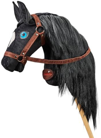 PONNIE Steckenpferd Ponnie Blue Moon A3, Hobby Horse, Pferde Spielzeug für Kinder, mit handgemalten Augen, hergestellt in Einer geschützten Werkstatt