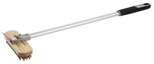 Cuisinart 61 cm Pizzastein-Reinigungsbürste mit drehbarem Kopf und Messingborsten für einfache Reinigung, leichte und langlebige Bürste mit langem Griff und Schaber für hartnäckige Stellen,