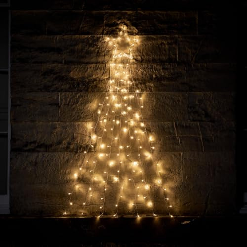Lights4fun 150cm Dual LED Weihnachtsbaum Sternschnuppe Silhouette mit Fernbedienung und Timer Strombetrieben Weihnachtsdeko Außen Stern Wanddeko Weihnachten