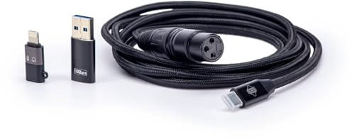 Sontronics 2M USB-C to XLR Cable with Lightning & USB-A Adapters for Podcasting, Video Calls, Gaming & Live Streaming
