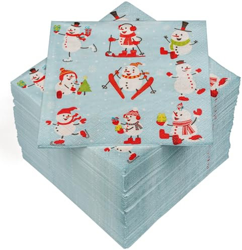 HEKU 100 Servietten, 3-lagig, 33x33cm, Schneemann-Motiv I Saugstark und praktisch verpackt I Breite Auswahl I Ideal für besondere Anlässe