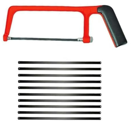 BinPhorm Hacksaw,Professional Small Adjustable Angle Junior Hacksaw Small Craft Saw with 10 Exchangeable Blades for Cutting PVC Pipe Shingles and Wood