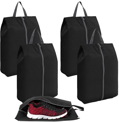 4pcs Waterproof Nylon Shoe Bags With Zipper for Travel and Home Storage, Dust Proof Organizer, 40×19×15 CM