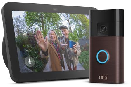 Echo Show 8 (Newest gen) | Charcoal + New Ring Battery Video Doorbell (2024 release) | Venetian Bronze