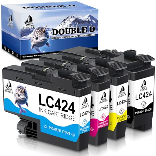 DOUBLE D LC424 Patronen Set für Brother LC424 LC424XL Ertsatz für Brother DCP-J1200W Druckerpatronen kompatibel mit Brother DCP-J1200W DCP-J1200WE