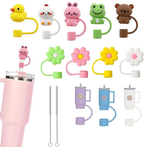 12 Pack Stanley Cup Accessories - Unique Straw Covers for Stanley Tumblers, Fun & Stylish Stanley Straw Cover Set, Perfect Stanley Accessories Gift with Cleaning Brushes