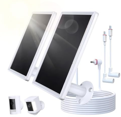 6W Solarpanel Kompatibel mit Ring Spotlight Cam Plus/Pro und Stick-up-CAM-Akku, Solar-Leistungsladegerät für Ringcam, 9,8ft Kabel IP66 Solarpanel USB-C