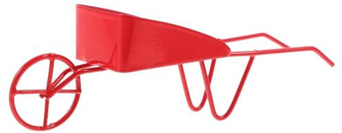 Tofficu Micro Landscape Props Tiny Wheelbarrow Nursery Doll House Wheelbarrow Dollhouse Small Wheelbarrow Decorative Dolls House Miniature Wheelbarrow Mini Wheelbarrow Iron Red