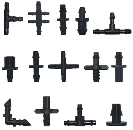 WKAIYUAN Bewässerungs-Tropfer-Sprinkler-Anschluss 1/8 1/4 Schlauchanschluss T-Stück Ellenbogen Wasserrohr-Reparatur-Montage Garten 3/5 4/7mm Rohrkupplung(Q)