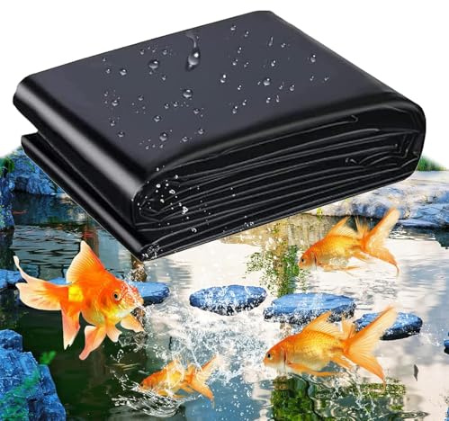 Rytgdxss Schwarz HDPE 10x10m,Teichfolien Schwerlast, wasserdicht, strapazierfähige, undurchlässige Folie für Poolunterlage, Dachplane, Garten,kleine Teiche