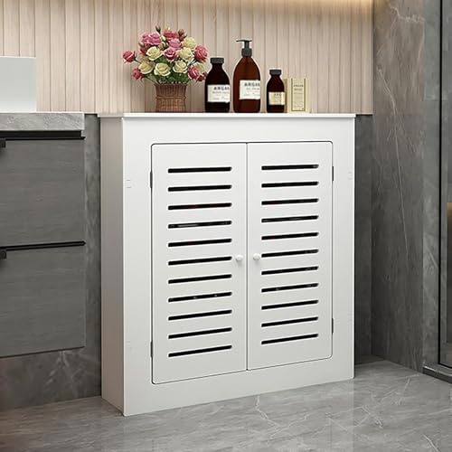 Modern Belüftung Heizkörperverkleidung mit 2 Türen, Heizungsabdeckung, Holzverkleidung für Heizkörper in Lamellenoptik, für Wohnzimmer/Schlafzimmer/Küche(60 * 70 * 20cm/23.6 * 27.6 * 7.9in)