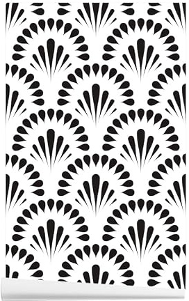 ANBILILA Self-Adhesive Wallpaper, Modern Geometric Sail Pattern Peel and Stick Contact Paper, 44.5x500CM Art Deco Black White Design Removable Wallpaper Deco Film for Wall Sticker