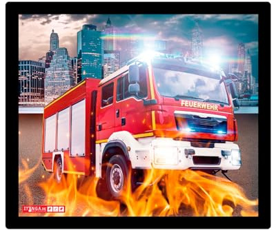 itenga Mauspad Feuerwehr Design – Hochwertiges Mousepad mit Rutschfester Unterseite & pflegeleichter Oberfläche – Ideal für Büro, Homeoffice & Gaming – 21 x 18 cm