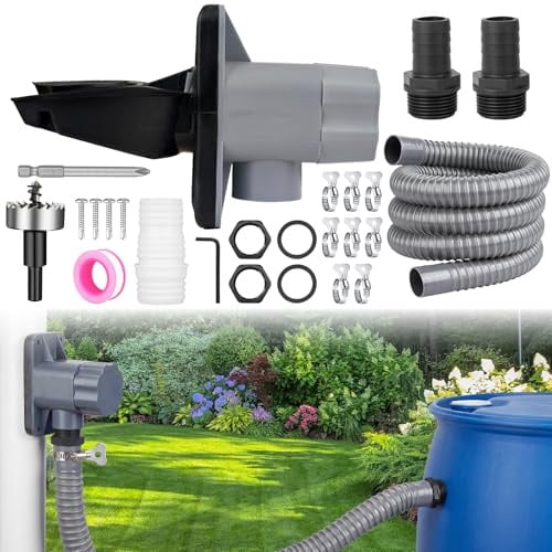 Regenwassersammler für Fallrohre 70-110mm, Regensammler Fallrohr mit Montagezubehör,Regentonnen Anschluss Fallrohr Set Regendieb für Dachrinne bis 80 m²