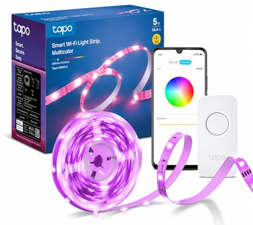 Tapo L900A-5 Smart LED Strip 5m, RGB WLAN LED-Lichtstreifen, kompatibel mit Alexa, App-Steuerung, Musik-Sync, dimmbar, für Schlafzimmer, Gaming, Party & Zuhause