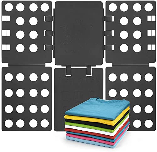 Geniusidea Shirt Folding Board T Shirt Folder for Adults Laundry Room Adjustable PP Plastic Folding Board Easy to Fold Clothes into a Uniform Size, Black