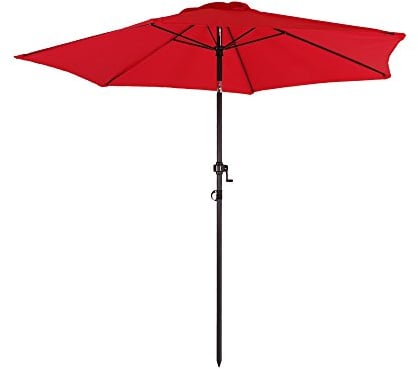 Ondis24 Strandschirm 2,3 Meter Sonnenschutz Sonnenschirm 230 cm rund mit Kurbel, Knick-Gelenk, UV 50, zweifarbig, 32mm Standrohr (Rot)