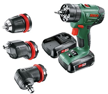 Bosch Advanced Impact 18 Quick Snap - Taladro percutor y atornillador de 18 V (incluye 2 baterías PBA de 18V y 1.5 Ah, adaptador angular, adaptador excéntrico y cargador AL 1815 CV)