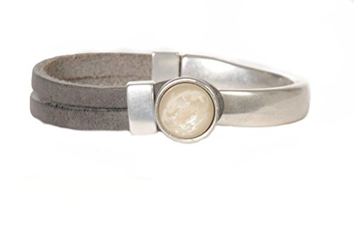 QOSS Armband GWEN taupe Stein creme rund Size S