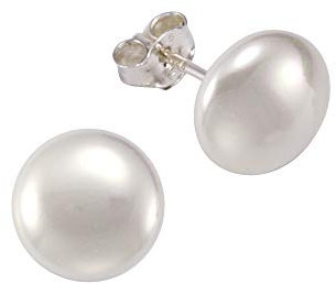 Zeeme Pearls Damen Ohrstecker 925/- Sterling Silber 1,0cm Glänzend Muschelkernperle weiß 221220101