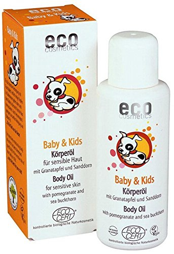 ECO COSMETICS - Natürliches Baby-Körperöl - Schützend, feuchtigkeitsspendend und nährend - Für die empfindliche Haut von Kindern und Neugeborenen - Empfindlicher Duft - 100% natürlich - Vegan - 100 ml