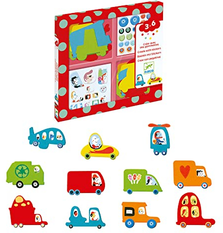 Djeco Me Gustan Los Autos Lernspiel mit Aufklebern, Mehrfarbig