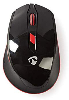 Nedis Wireless Mouse 1600 dpi 6 Buttons for PC & Laptop, Black & Red