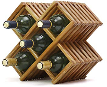 LTLWSH Estante para Botellas de Vino – Botelleros de Madera para Vino u Otras Bebidas – Vinoteca de Madera para 5 Botellas, Organizador rústico para decoración de mostrador