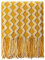 NTBAY Acrylic Knitted Throw Blanket, Lightweight and Soft Cozy Decorative Woven Blanket with 18 cm Tassels for Travel, Couch, Bed, Sofa, 130x170 cm, Mustard Yellow Wave