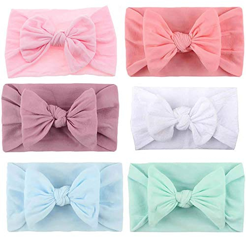 Yueshop 6 pieces Baby Turban Headband Set-Bowknot Hairband Soft Cute Headwear Elastic for Newborn/Girls/Boys/Kids Gift as Toddler Headdress Photography Props Accessories