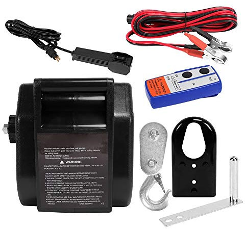 Treuil électrique 2721 kg, chariot électrique 12 V avec corde de 9 m et télécommande pour bateau