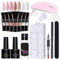 Kit Ongle Gel UV LED Avec 7 Couleurs, Base et Top Coat, 100 Faux Ongles, Lime - Lampe et Kit Manucure Pour Nail Art