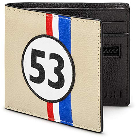 Race Car Livery #53 Herren Leder b枚rse von Yoshi Echt Beige Schwarz Leder b枚rse RFID Blocking Wallet Slim Wallet f眉r M盲nner