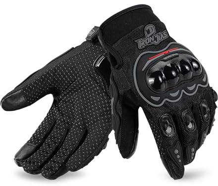 IRON JIA'S Motorcycle Gloves for Men and Women - Motorbike Powersports Racing Gloves with Hard Knuckle Touchscreen for BMX ATV MTB Riding