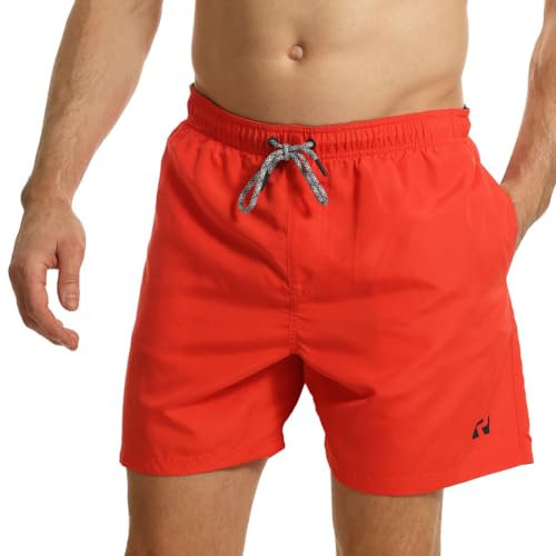 RIPT Performance Pantaloncini da Bagno da Uomo ad Asciugatura Rapida con Protezione Solare UV 50 Costume, Rosso, M