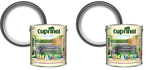 Cuprinol 5244438 Garden Shades Exterior Woodcare, Silver Birch, 2.5L & GSUS25L Garden Shades Urban Slate 2.5 Litre