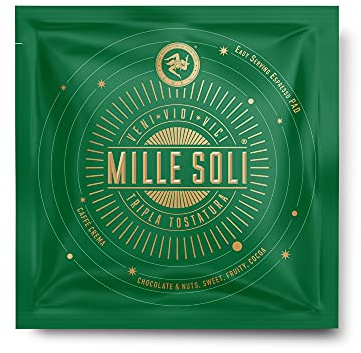 MilleSoli Caffè Crema - E.S.E Pads 50 Stück je 7g - Kaffeepads kompostierbar mit perfekter Crema und besonders säurearm - Traditionelle Dreifachröstung In Handarbeit