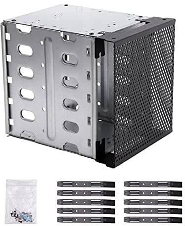 QOTSTEOS Festplattengehäuse intern, 7,6 x 13,2 cm bis 12,7 x 8,9 cm Hot-Swap SATA/SAS Festplattenkäfig, Festplattenablage mit Lüfterplatz