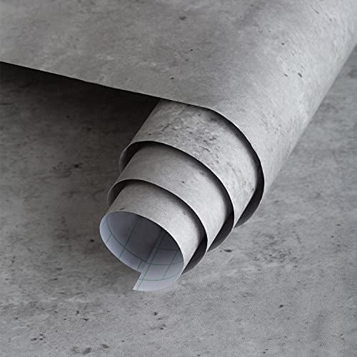 JSEVEM 60CM×5M Extra Thick Light Grey Concrete Wallpaper Peel and Stick Waterproof 3D Grey Concrete Contact Paper Faux Matte Textured Gray Cement Wall Stickers for Bedroom Bathroom Living Room Gym