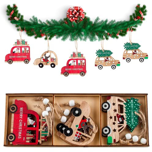 Natale Ciondolo in Legno, Ciondolo Decorativo in Legno, 9 Pezzi Decorazioni Albero di Natale in Legno, Ornamenti Natalizi in Legno da Appendere, Piccoli Ciondoli Natalizi per Casa, Feste, Festival