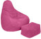 Loft 25 Sitzsack mit Rückenlehne für Erwachsene | Cordstoff, Innenfutter | Ergonomisches Design zur Unterstützung der Körperhaltung (Rosa, Sitzsack + Fußhocker)