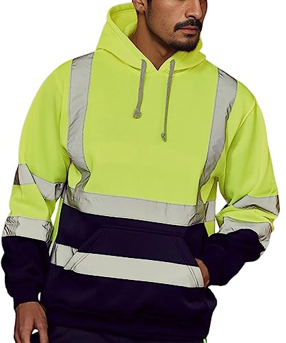 Warnjacke Herren Hoodie Sweatjacke Herren Pullover mit Kapuzen Langarmshirt Sweatshirt Arbeitsjacke Warnjacke Softshell Herren Orange mit Reißverschluss Herbsthoodie Sportjacke Leicht