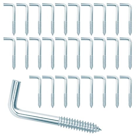 Ganchos de Tornillo, 100 Pcs Alcayata en Forma de L, Pequeños Alcayatas Pared de Madera, L Escarpias Tornilleria Cancamos para Colgar Tazas Decorativas, 18 x 40 mm