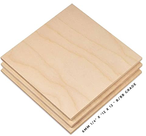 Qute Sperrholz aus baltischem Birkenholz, Klasse B/BB (6 mmx30.5x30.5 cm), ideal für Kunst- und Handwerk, Schulprojekte und Heimwerkerprojekte, Zeichnen, Malen, Holzbrennen, Laser-Projekte