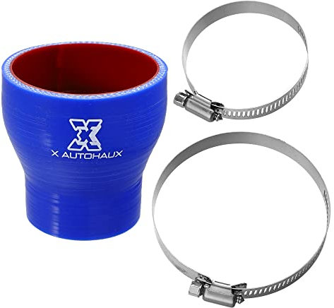 X AUTOHAUX Tuyau de tuyau droit en silicone pour voiture - 45-70 mm - Bleu et rouge