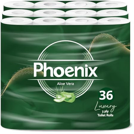 Phoenix Brand Soft Luxury Toilet Rolls, Quilted White 3 Ply Toilet Paper